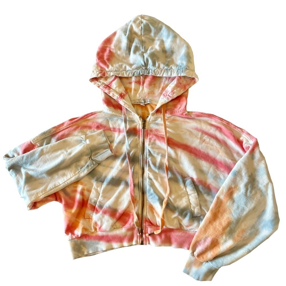 Young Fabulous and Broke Cropped Oversized Tie Dye Hoodie Jacket Large